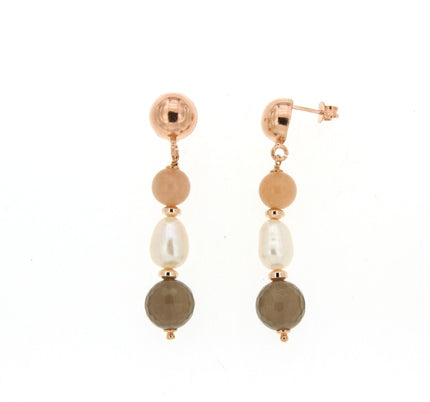 EARRINGS PINK SILVER 925 & PRECIOUS STONES - 89791