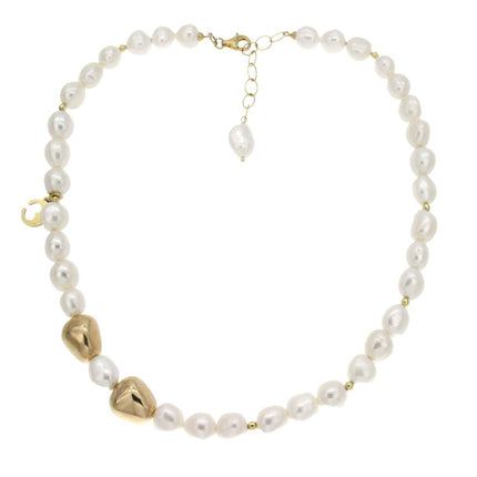NECKLACE YELLOW SILVER 925 & PEARLS - 89798