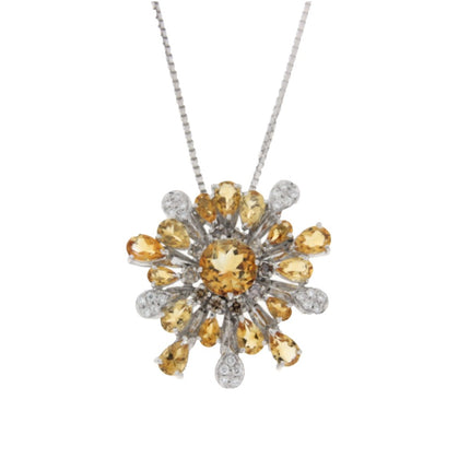 PENDANT WHITE GOLD 750 & PRECIOUS STONES - 90386