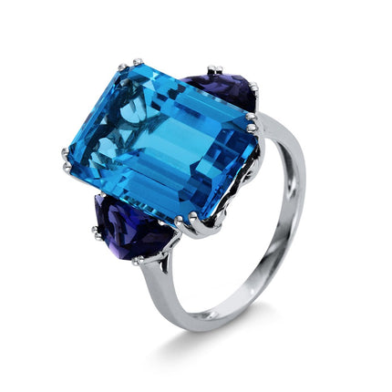 RING WHITE GOLD 750 & SEMIPRECIOUS STONES - 91436