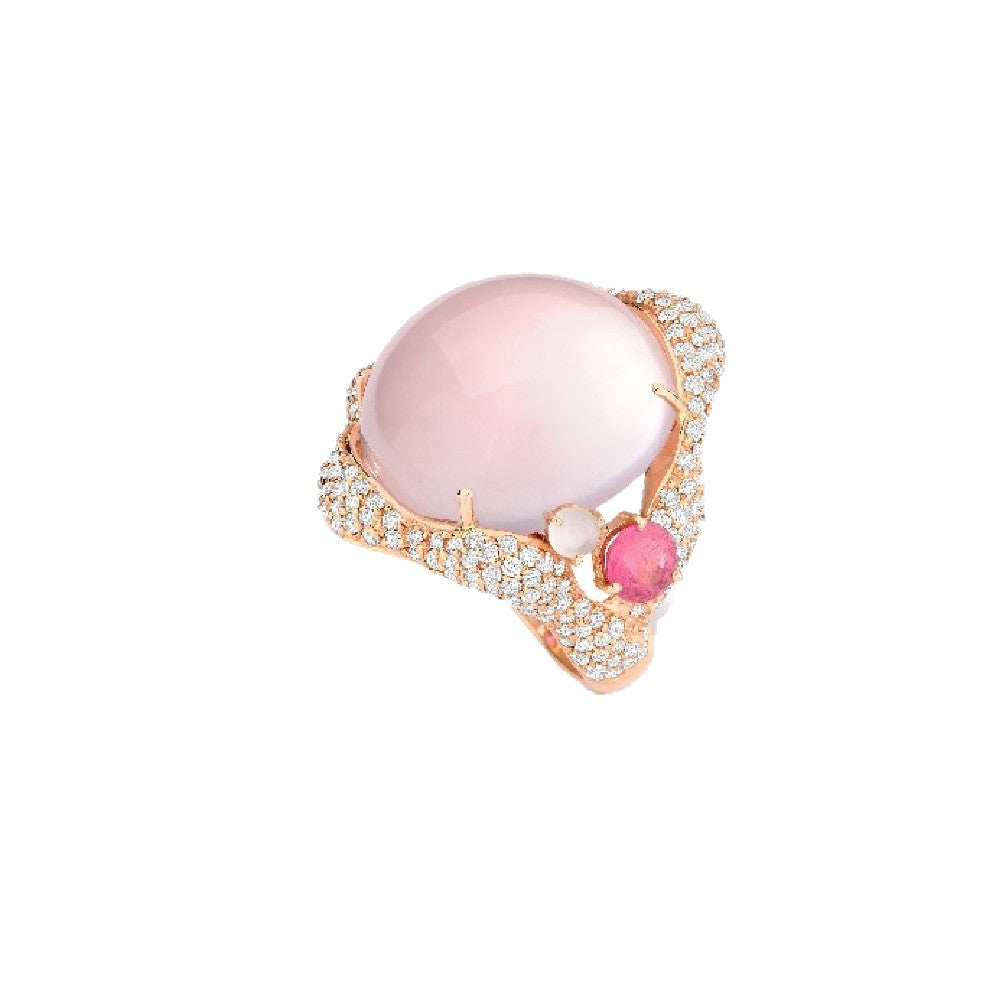 RING PINK GOLD 750 & PRECIOUS STONES