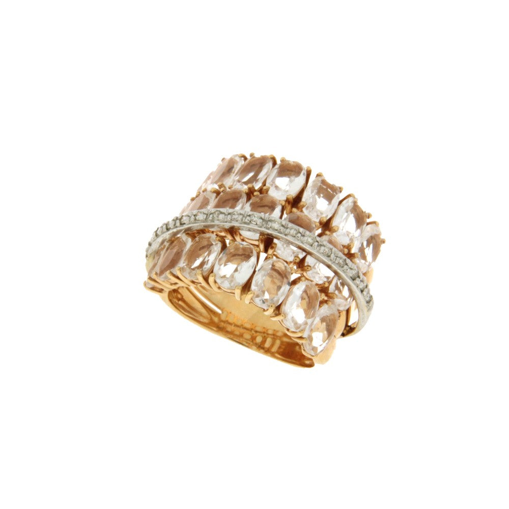 RING WHITE & PINK GOLD 750 & PRECIOUS STONES