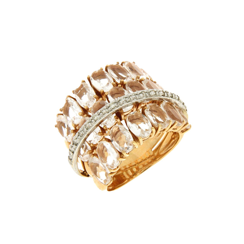 RING WHITE & PINK GOLD 750 & PRECIOUS STONES - 91598