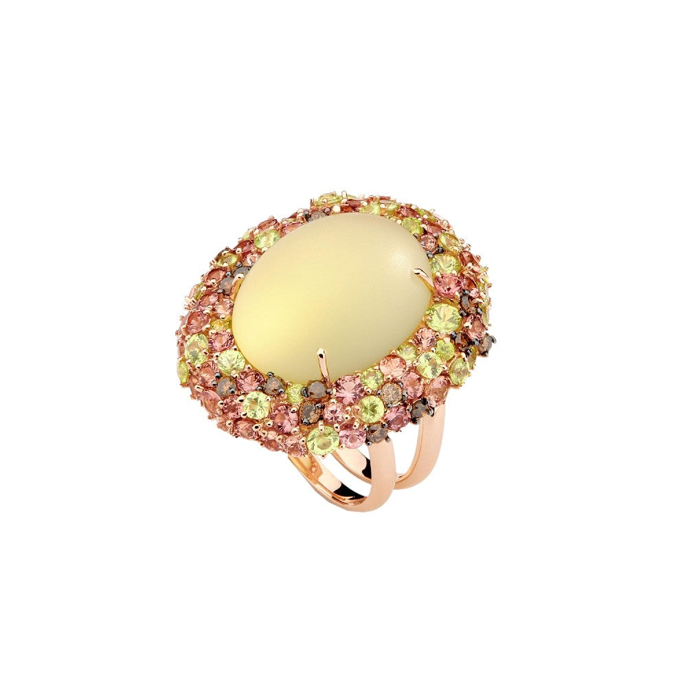 RING PINK GOLD 750 & PRECIOUS STONES