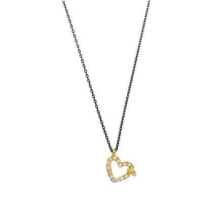 NECKLACE  GOLD 585 & C.Z. & SILVER CHAIN - 91752