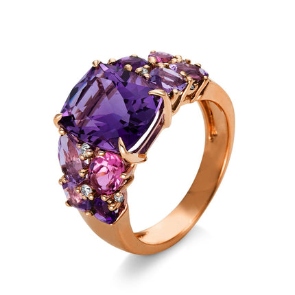 RING PINK GOLD 750 & PRECIOUS STONES - 92067