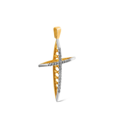 CROSS YELLOW & WHITE GOLD 750 & PRECIOUS STONES - 92119