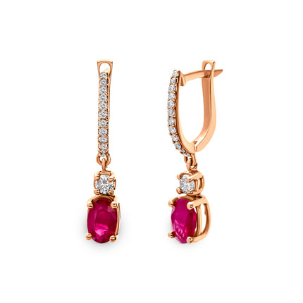 EARRINGS PINK GOLD 750 & PRECIOUS STONES  - 92371