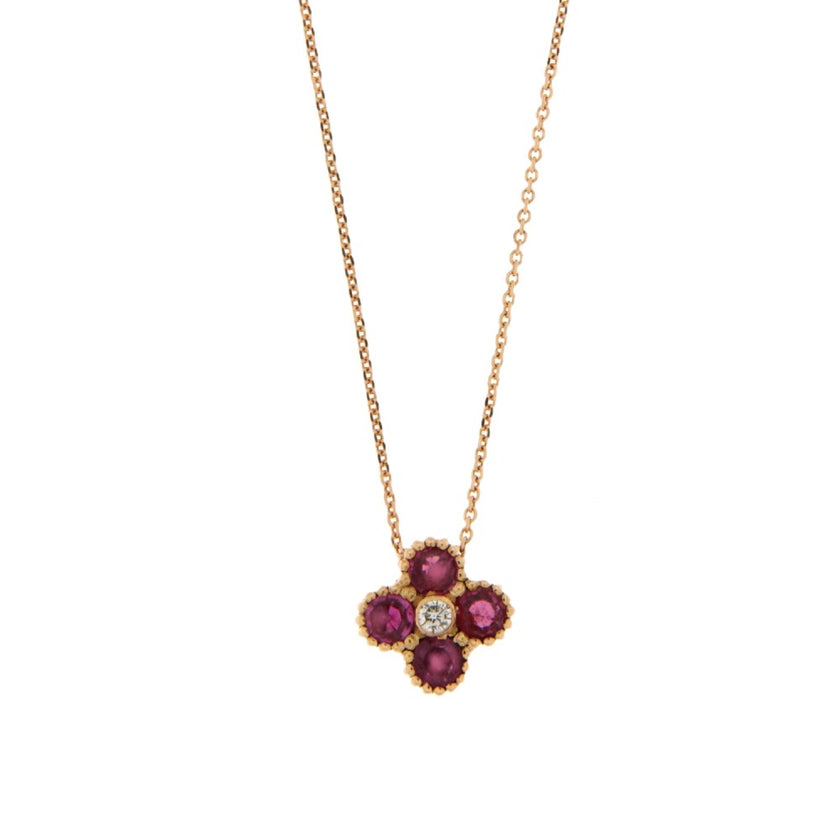 NECKLACE PINK GOLD 750 & PRECIOUS STONES - 92709