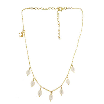 NECKLACE YELLOW SILVER 925 & PEARLS - 93065