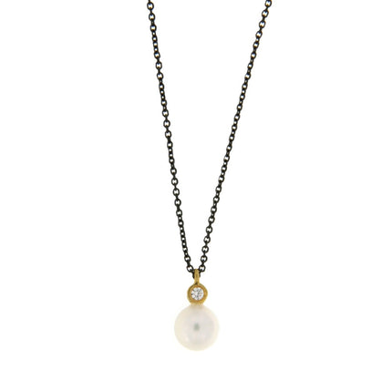 NECKLACE  GOLD 585 & PEARL & SILVER CHAIN - 93384