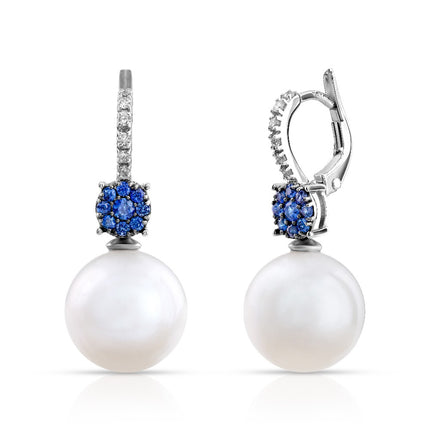 EARRINGS WHITE GOLD 750 & PEARLS - 93541
