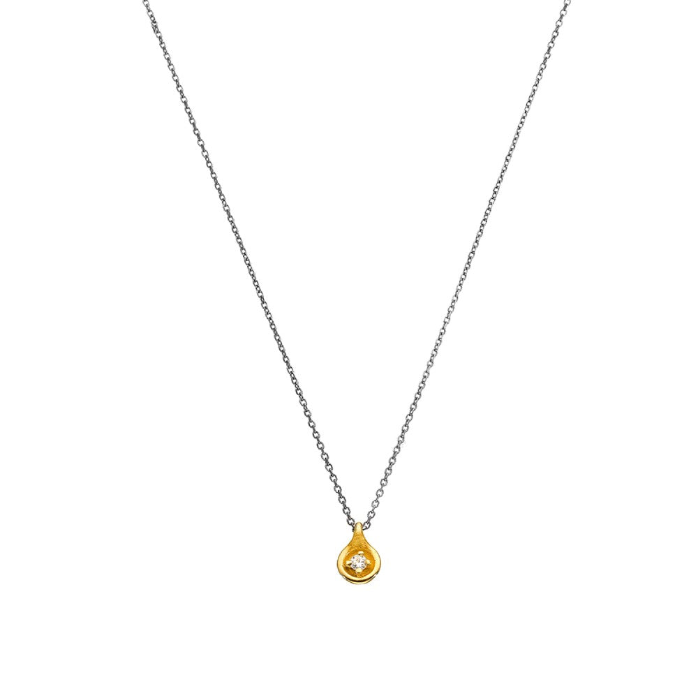 NECKLACE  GOLD 585 & C.Z. & SILVER CHAIN - 93861