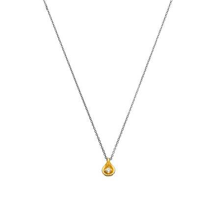 NECKLACE  GOLD 585 & C.Z. & SILVER CHAIN - 93861