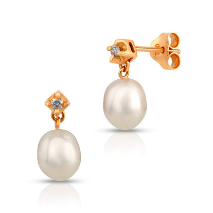 EARRINGS PINK GOLD 750 & PEARLS - 93925