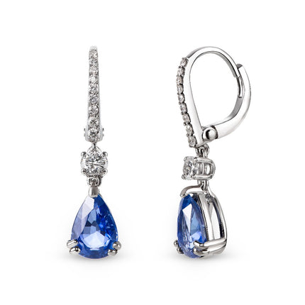EARRINGS WHITE GOLD 750 & PRECIOUS STONES - 95251