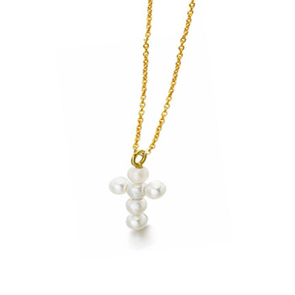 CROSS  GOLD 750 & PEARLS WITH CHAIN - 95389