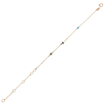 BRACELET PINK GOLD 585 & SEMIPRECIOUS STONES - 95633