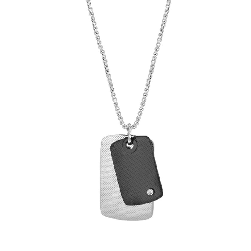 PENDANT  STEEL & PRECIOUS STONES - 95948 - Availability: Immediately