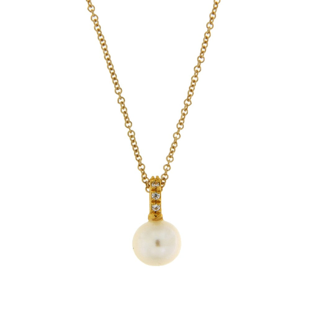 NECKLACE  GOLD 585 & PEARL & C.Z. - 95988