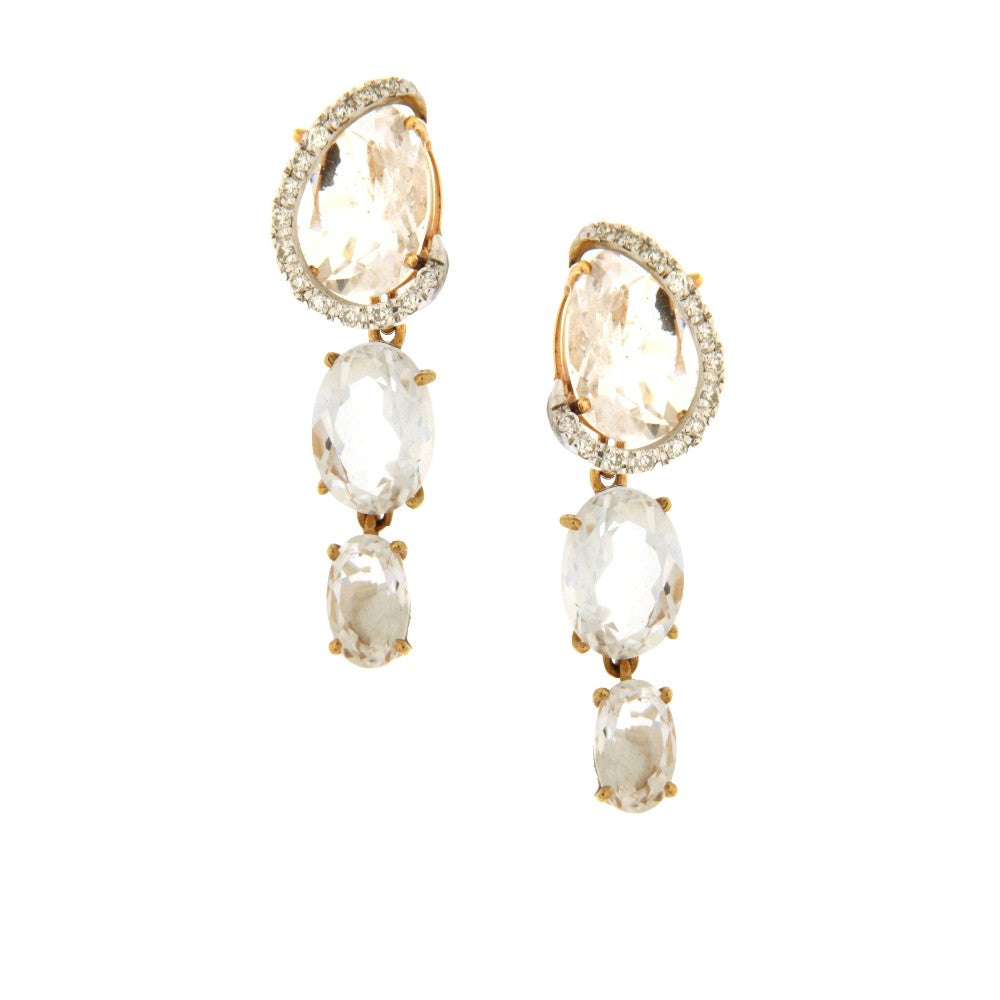 EARRINGS WHITE & PINK GOLD 750 & PRECIOUS STONES  - 96120