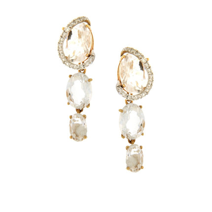 EARRINGS WHITE & PINK GOLD 750 & PRECIOUS STONES - 96120