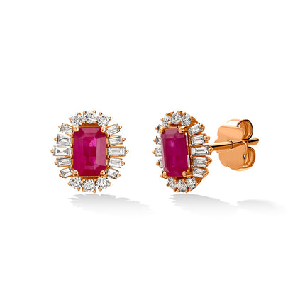 EARRINGS PINK GOLD 750 & PRECIOUS STONES - 96242