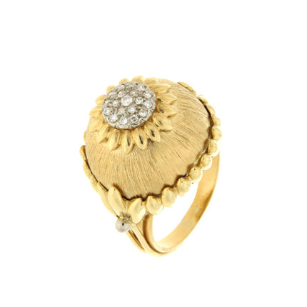 RING YELLOW & WHITE GOLD 750 & PRECIOUS STONES - 96295