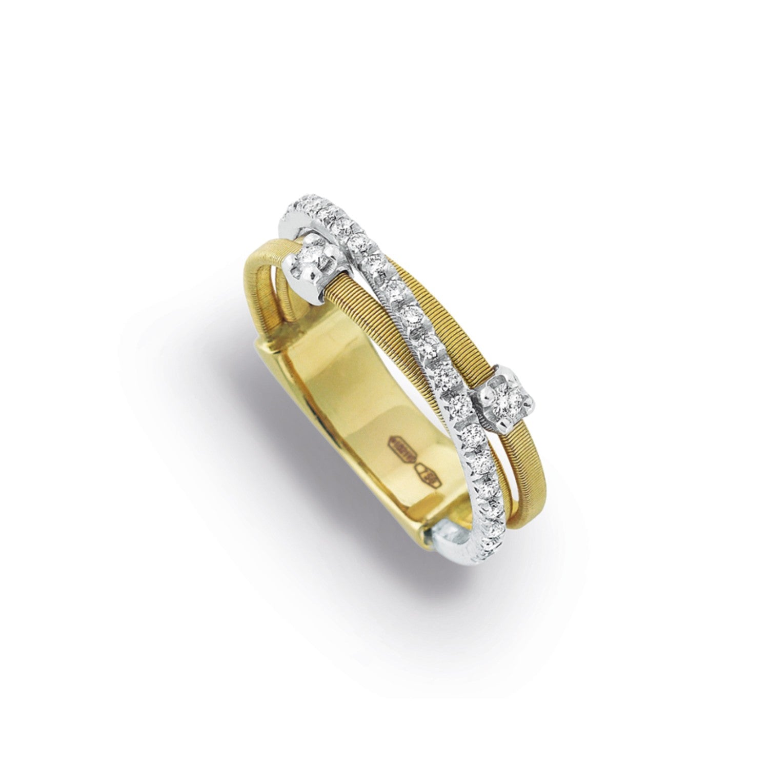 RING YELLOW & WHITE GOLD 750 & PRECIOUS STONES