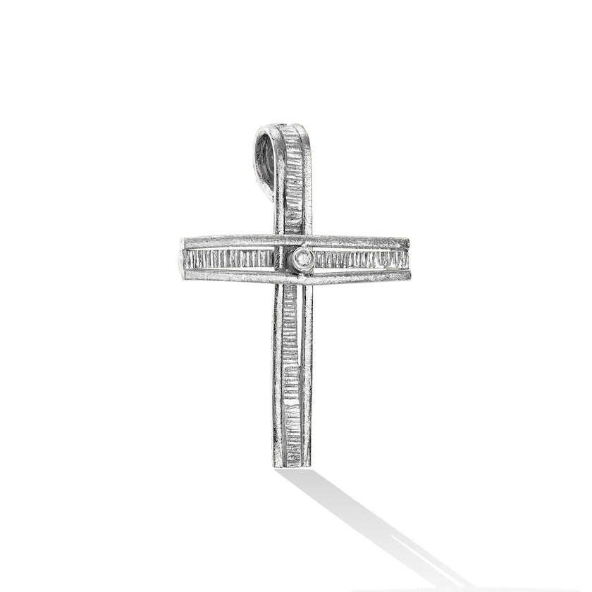 CROSS WHITE GOLD 585 & PRECIOUS STONES - 96678