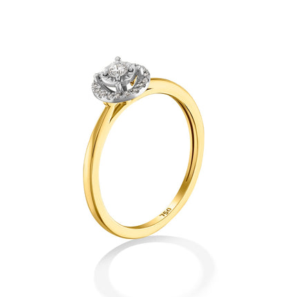 RING YELLOW & WHITE GOLD 750 & PRECIOUS STONES - 96814