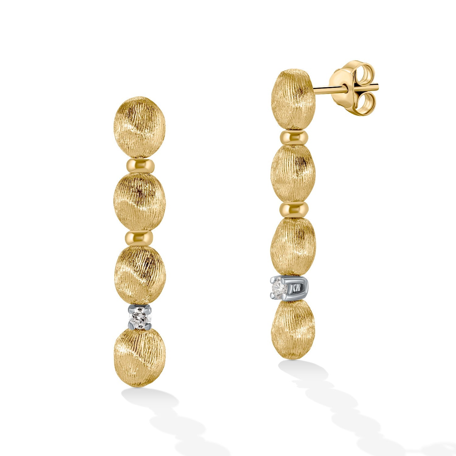 EARRINGS YELLOW & WHITE GOLD 750 & PRECIOUS STONES  - 96836