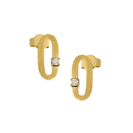 EARRINGS YELLOW & WHITE GOLD 750 & PRECIOUS STONES - 96844
