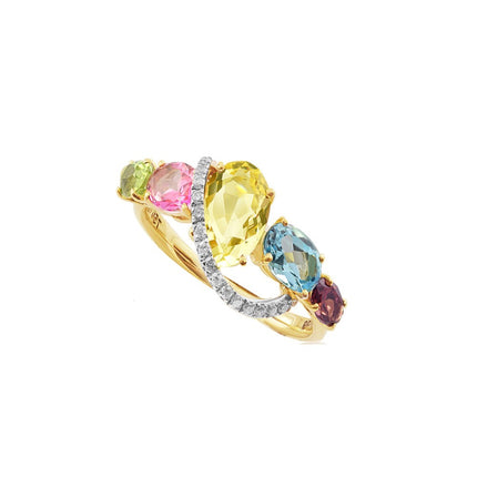 RING YELLOW & WHITE GOLD 750 & PRECIOUS STONES