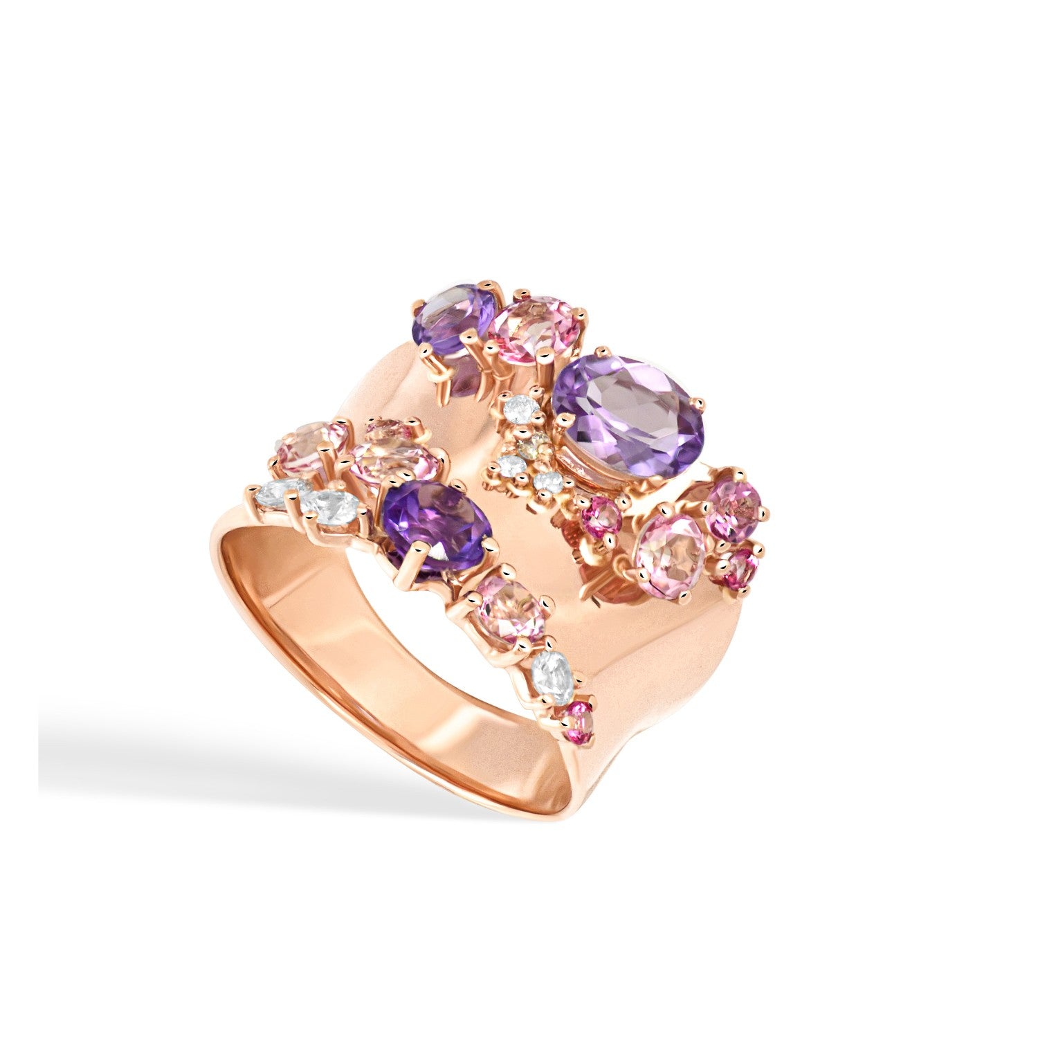 RING PINK GOLD 750 & PRECIOUS STONES