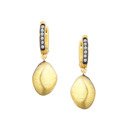 EARRINGS BLACK & YELLOW SILVER 925 & C.Z. - 97227