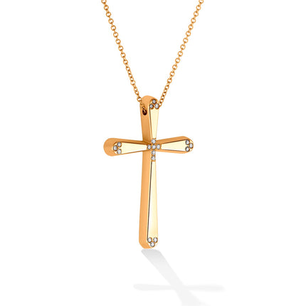 CROSS PINK GOLD 750 & PRECIOUS STONES WITH CHAIN - 97337