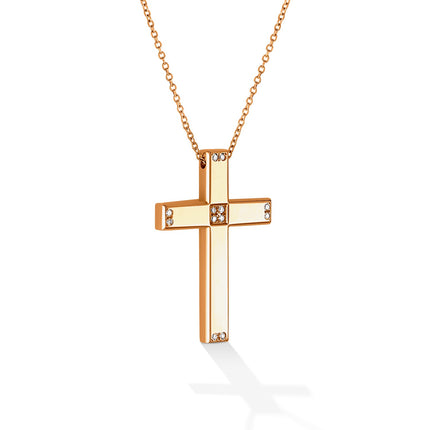 CROSS PINK GOLD 750 & PRECIOUS STONES WITH CHAIN