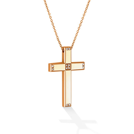 CROSS PINK GOLD 750 & PRECIOUS STONES WITH CHAIN - 97338
