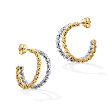 EARRINGS YELLOW & WHITE GOLD 585   - 97438