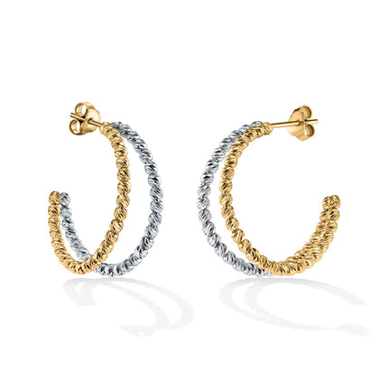 EARRINGS YELLOW & WHITE GOLD 585   - 97448