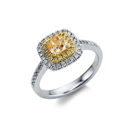 RING YELLOW & WHITE GOLD 750 & PRECIOUS STONES - 98159