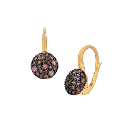EARRINGS BLACK & YELLOW SILVER 925 & C.Z. - 98289