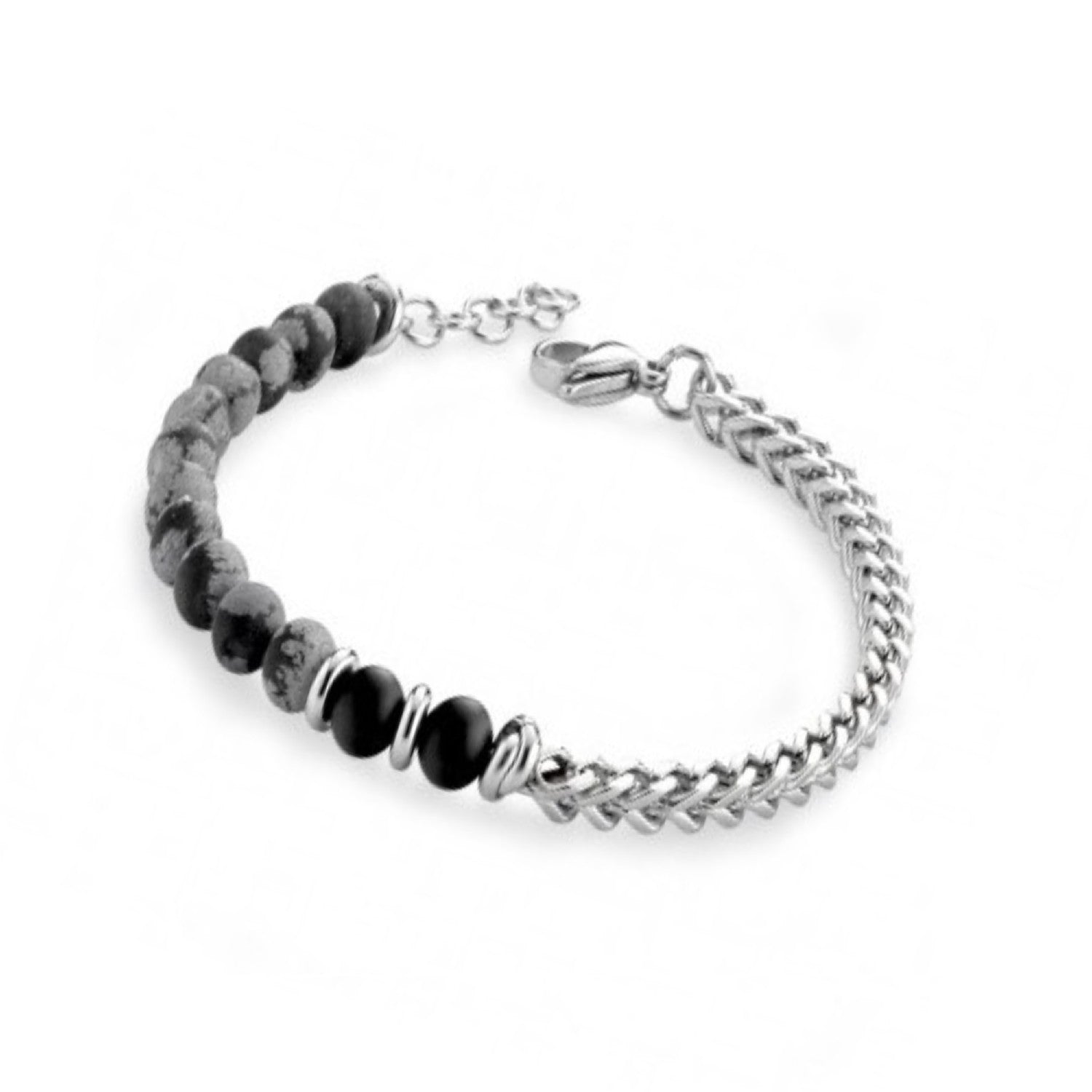 BRACELET WHITE STAINLESS STEEL & SYNTHETIC STONES - 98305