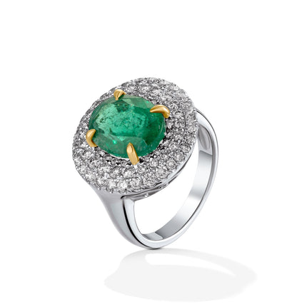 RING YELLOW & WHITE GOLD 750 & PRECIOUS STONES - 98344