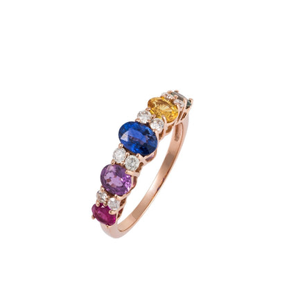 RING PINK GOLD 750 & PRECIOUS STONES - 98353