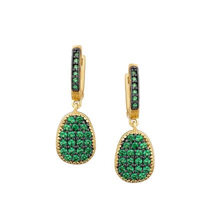 EARRINGS BLACK & YELLOW SILVER 925 & C.Z. - 98544