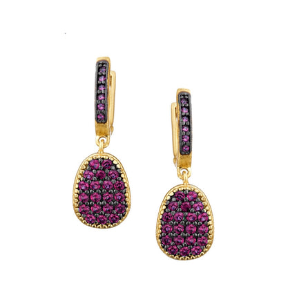 EARRINGS BLACK & YELLOW SILVER 925 & C.Z. - 98546