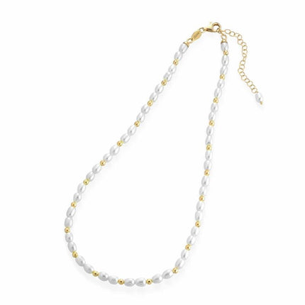 NECKLACE YELLOW SILVER 925 & PEARLS - 98665