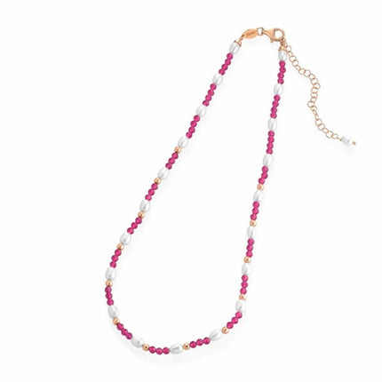 NECKLACE PINK SILVER 925 & PEARLS - 98667